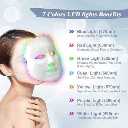 EverGlow 7-Colour LED Light Therapy Face Mask | USB Rechargeable Skin Treatment