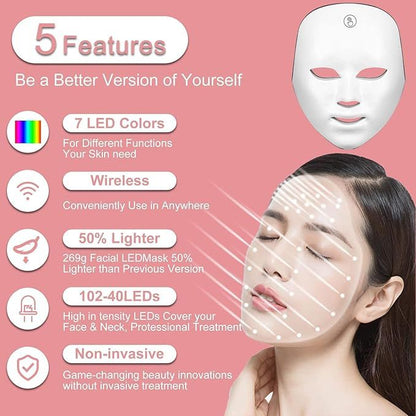 EverGlow 7-Colour LED Light Therapy Face Mask | USB Rechargeable Skin Treatment