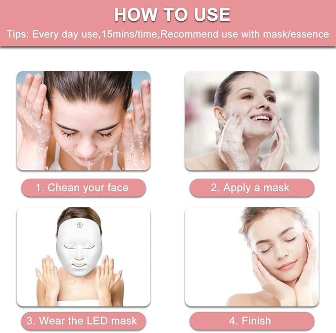 EverGlow 7-Colour LED Light Therapy Face Mask | USB Rechargeable Skin Treatment
