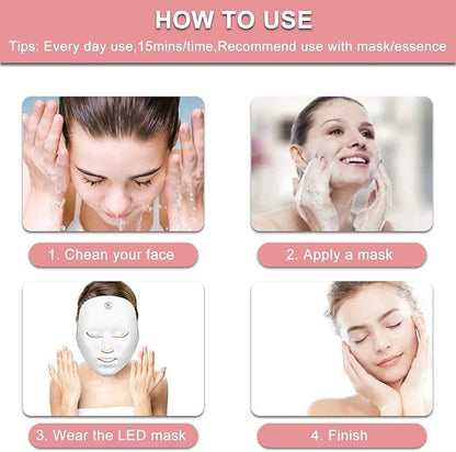 EverGlow 7-Colour LED Light Therapy Face Mask | USB Rechargeable Skin Treatment