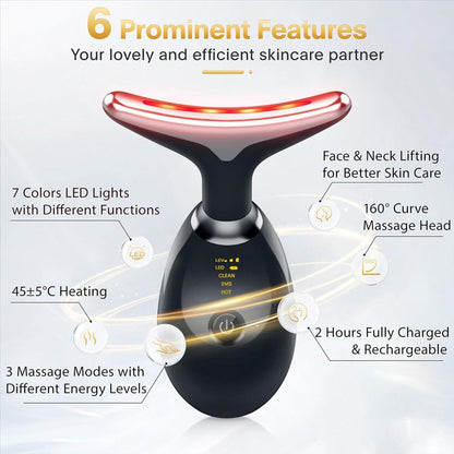 EverGlow 7-Colour LED Neck & Face Beauty Wand | EMS Heat & Light Therapy